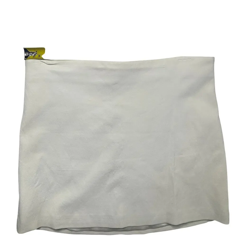 Genuine Leather Luxury White Mini Skirt Buttery Soft Lambskin Feel - Picture 9 of 12